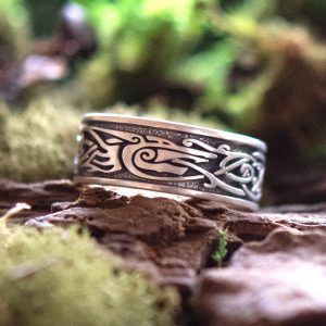 Silver Ring with Viking Dragon Design