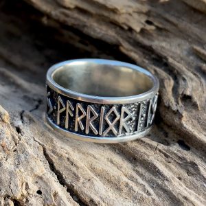 Custom Silver Rune Ring with Viking Runes