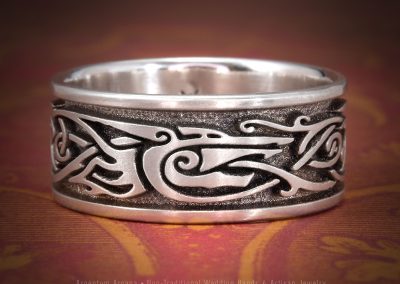 Sterling Silver Man's ring with Viking Wolf Design